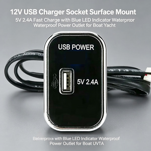 Prise de chargeur USB 12V avec lumière <span class=keywords><strong>LED</strong></span>, charge rapide 5V 2.4A, montage en surface, panneau étanche pour bus, autocar, <span class=keywords><strong>camping</strong></span>-<span class=keywords><strong>car</strong></span>, fourgon tout-terrain - Product Image 1