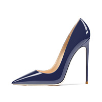Chaussures à talons fins de 12 cm pour femmes, en cuir verni, à enfiler, sexy, rouges, pour boîte de nuit, grandes tailles, été, semelle rouge, talons hauts