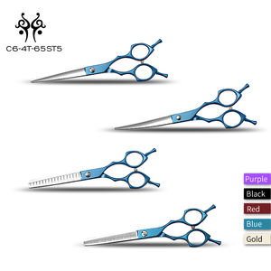 犬と猫のグルーマーのためのホット販売プロフェッショナル日本440Cステンレス鋼カラフルなペットグルーミングはさみセット - Product Image 3