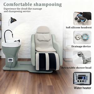 Hochwertiger, langlebiger Salon <span class=keywords><strong>Shampoo</strong></span> Stuhl Fiberglas becken Elektrisch verstellbare Massage Drehen Sie die Liege-Haar waschanlage - Product Image 2