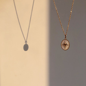 Collar <span class=keywords><strong>de</strong></span> Acero Inoxidable Chapado en Oro con Estrella <span class=keywords><strong>de</strong></span> Anís para Mujer, Estilo Ovalado con Concha Blanca, Ideal para Fiestas, Bodas y Regalos - Product Image 3