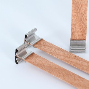 도매 DIY 양초 제작 맞춤형 사이즈 천연 무연 두꺼운 크래클링 우드 캔들 심지 금속 베이스 포함 - Product Image 3