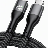 Cable USB-C de 240W con Pantalla Digital, Conductor de Cobre Puro y Aleación de Aluminio, Carga Rápida, Cable Trenzado para Teléfono, Tableta, Portátil, Impresora