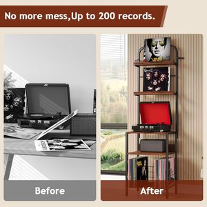 <span class=keywords><strong>Meuble</strong></span> de rangement moderne à 5 niveaux pour disques vinyles avec supports pour <span class=keywords><strong>CD</strong></span>, table d'appoint pour salon, mobilier de maison - Product Image 5