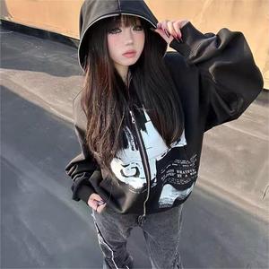 Sudadera con Capucha y Cremallera Completa para Mujer, de Alta Calidad, 100% Algodón, con Logotipo Personalizado, Impresión Serigráfica, Tejido de Seda - Product Image 2