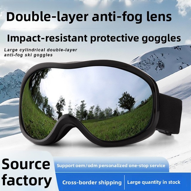 Topgear Professional Ski Goggles Eye Protection Double-layer Anti-fog Breathable Windproof HD TPU Frame Cylindrical Lens