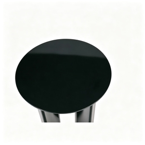 Table d'appoint ronde minimaliste scandinave, finition laquée peinte en chêne rouge bordeaux et noir - Product Image 4