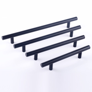 مقابض أبواب خزائن وأدراج من الفولاذ المقاوم للصدأ قابلة للتعديل بتصميم عصري باللون الأسود الغير لامع مع براغي للأثاث وخزائن الملابس - Product Image 4