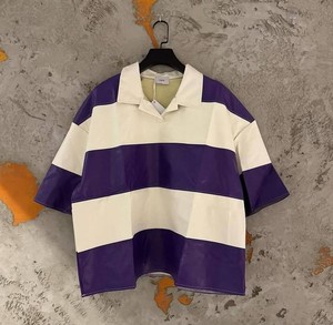 Camisetas de Rugby de Alta Calidad, Estilo Urbano, Hombros Caídos, Corte Holgado, Rayadas, de Algodón Grueso para Hombre - Product Image 3