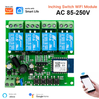 Interrupteur relais WiFi universel 4 canaux 85-250V - 10A Module Tuya Smartlife compatible avec Alexa, sans récepteur USB