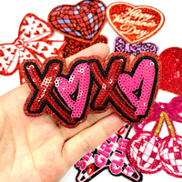 Patch Saint-Valentin Cœur Brodé de Paillettes Rouges, Applique en Forme de Boule Disco pour Décoration de Casquette de Routier, Vente en Gros