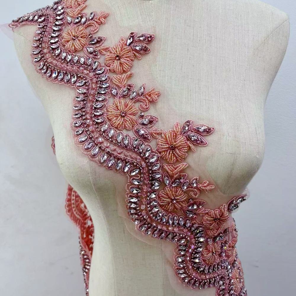 RM-793New Fashion Crystal Rhinestone Applique Sew on Wedding Dress