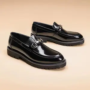 Klasik ayakkabılar günlük ayakkabılar 3cm yükseklik artan deri ayakkabı Metal dekorasyon Loafers bit loafer'lar katı satmak erkekler & s siyah 1.3kg