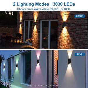Lampes solaires <span class=keywords><strong>de</strong></span> <span class=keywords><strong>jardin</strong></span> d'extérieur LED IP65 étanche blanc chaud RVB décoration cour haut et bas clôture murale lampes solaires - Product Image 2