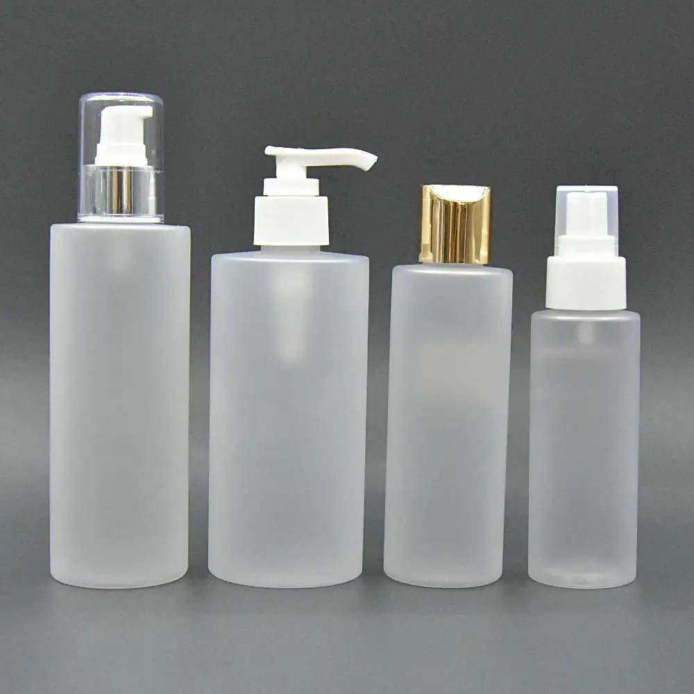 230ml Matte Kosmetik verpackungs behälter Body Wash Lotion Shampoo flasche Gold Disc Cap Squeeze Plastik flaschen