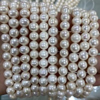 Perles d'eau douce naturelles 8-9 mm, perles d'eau douce de qualité AAA, lustre intense, perles presque rondes pour la fabrication de bijoux