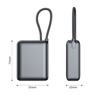 Cargador Portátil, Banco de Energía de Carga Rápida de 20W, Mini 10000mAh, Seguro para Viajes, con Cable USB C Integrado