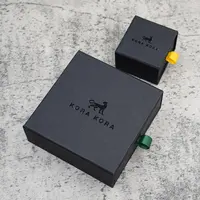 Amostra de logotipo personalizado, caixa de embalagens de joias pequena gaveta preta para fora