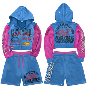 Comfortable Everyday Clothing with Personalized Logo and Custom Color Option Winter Men's Hooded Top and Shorts <b>Set</b> For Sale - Product Image 2