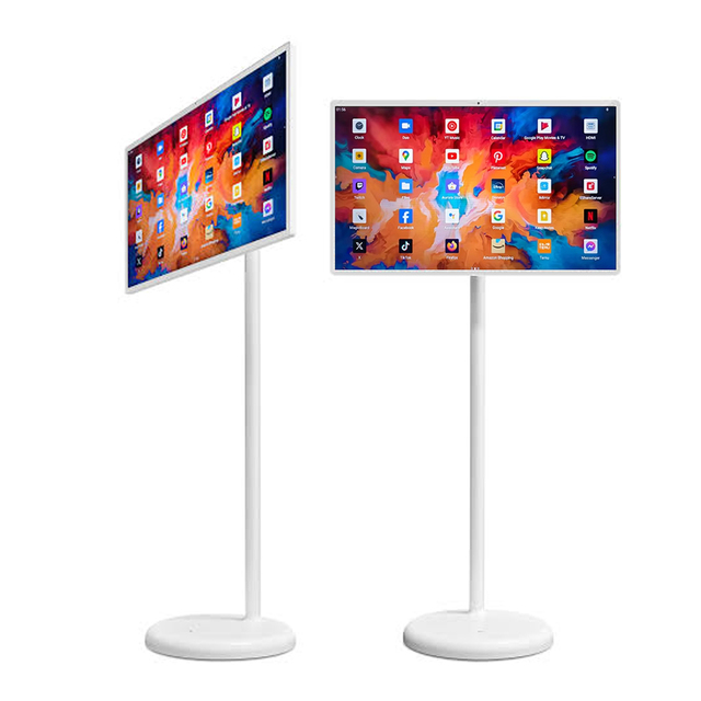 32 Inch Smart TV Touch Monitor LCD Screen Mobile Portable Tablet Tv Floor Standing With Android 15 Portable Screen TV