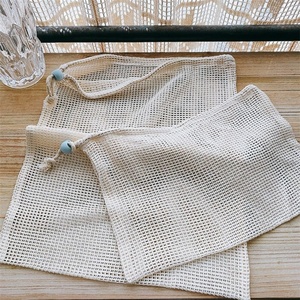 Ensemble de sacs en filet de coton réutilisables Chuanghua avec cordon de serrage, sacs en coton biologique pour les courses et les fruits - Product Image 1
