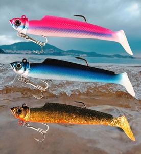 La meilleure vente d'appâts souples à crochet de plomb de 21g, queue en T lumineuse, appât artificiel de poisson mou à longue portée - Product Image 6