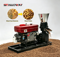 Machine à granulés d'aliments pour animaux STALLOWAY-400 75HP à 4 rouleaux, moteur diesel, pour l'alimentation hors réseau des bovins, des moutons et de la volaille, certifiée CE