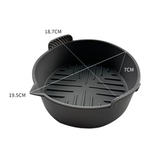 <b>Silicone</b> <b>Baking</b> <b>Tray</b> For <b>Air</b> <b>Fryers</b> 19.5Cm Round Oven Safe Nonstick Bakeware With Grid Design For Even Cooking - Product Image 1