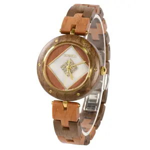 Wholesale luxury natural wood grain women wristwatches original custom wood watches for women fashion Drop Shipping