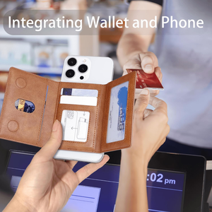 Portefeuille de luxe à trois volets avec porte-cartes magnétique pour iPhone, support de téléphone fin en cuir avec fente pour cartes, attache anti-RFID - Product Image 3