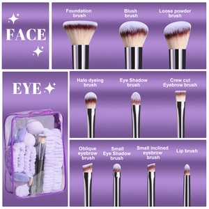 Ensemble d'outils de maquillage pour le visage de soutien OEM ensemble de pinceaux de maquillage synthétiques doux fond de teint éponge houppette lavage du visage bandeau bracelet - Product Image 3
