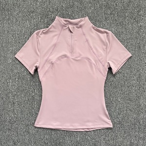 JK3639 vestes de gym zippées confortables <span class=keywords><strong>et</strong></span> souples avec logo personnalisé pour femmes pour le sport, manches courtes <span class=keywords><strong>et</strong></span> haut de yoga serré pour la course à pied - Product Image 3