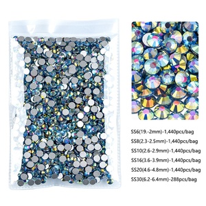 Strass en verre cristal OLeeya série métallique SS6-SS30, non thermocollants, à dos plat, pour vêtements DIY et accessoires 3D pour ongles - Product Image 2