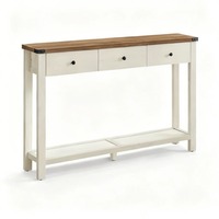 Table console de style farmhouse en MDF pour salon, couloir, table d'appoint, table de canapé, étagère ouverte, 3 tiroirs, table de couloir