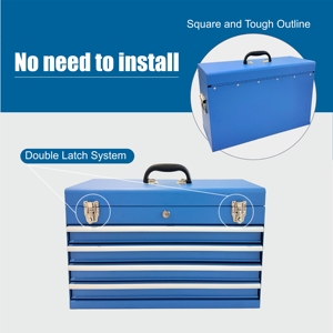 21" Heavy-Duty Steel Industrial Modern Portable <b>Lockable</b> 4-<b>Drawer</b> Tool Cabinet with EVA Liners for Workshop Garage Farmhouse - Product Image 4