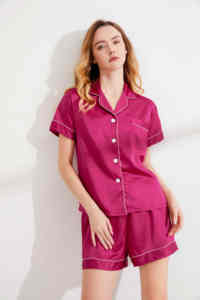 Pijamas de Satén para Mujer FUNG 3034, Nueva Colección Jacquard, 80% Poliéster y 20% Elastano, Transpirables, Cintura Elástica, Largo hasta la Rodilla, Gran Venta - Product Image 4