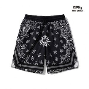as-is* Retro 1960s Style Cotton French Terry Basketball Shorts Puff Print Design