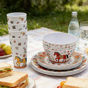 Juego de Vajilla de Melamina para Picnic, Año del Caballo 2026, para Acampar al Aire Libre - Product Image 1