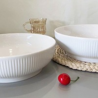 Bol à soupe en céramique rayé de style japonais classique, grand bol en porcelaine émaillée pour fêtes, mariages, nouilles - Vente en gros