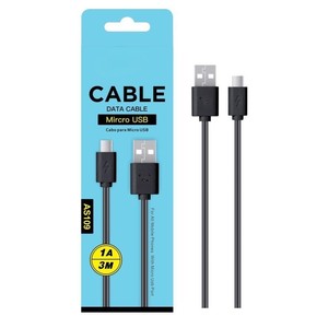 Cable usb-cable de 3 metros de longitud, color negro, con conector micro USB, ideal para carga y transferencia de datos. - Product Image 1