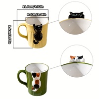 Adorable tasse en céramique 3D en forme de chat - Motif côtelé décoratif - Idéale pour le café, le thé et la décoration intérieure - ODM faible MOQ