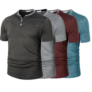 T-shirts Henley pour hommes, respirants, doux, tricotés, décontractés, à manches courtes, légers, boutonnés, séchage rapide pour l'été - Product Image 1