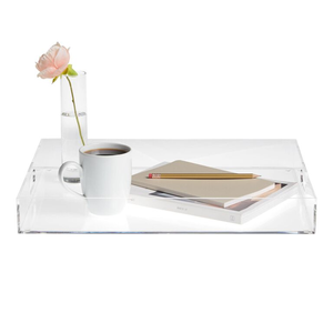 Organizador de bandejas decorativas transparentes personalizadas para algunas encimeras de mesa de centro con asas, bandeja de acrílico para servir - Product Image 3