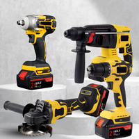MKT 21V Ensemble d'outils électriques sans fil sur batterie, kit combiné : Perceuse 13mm, Meuleuse d'angle 125mm, Clé, Marteau perforateur, Matériel pour une utilisation efficace