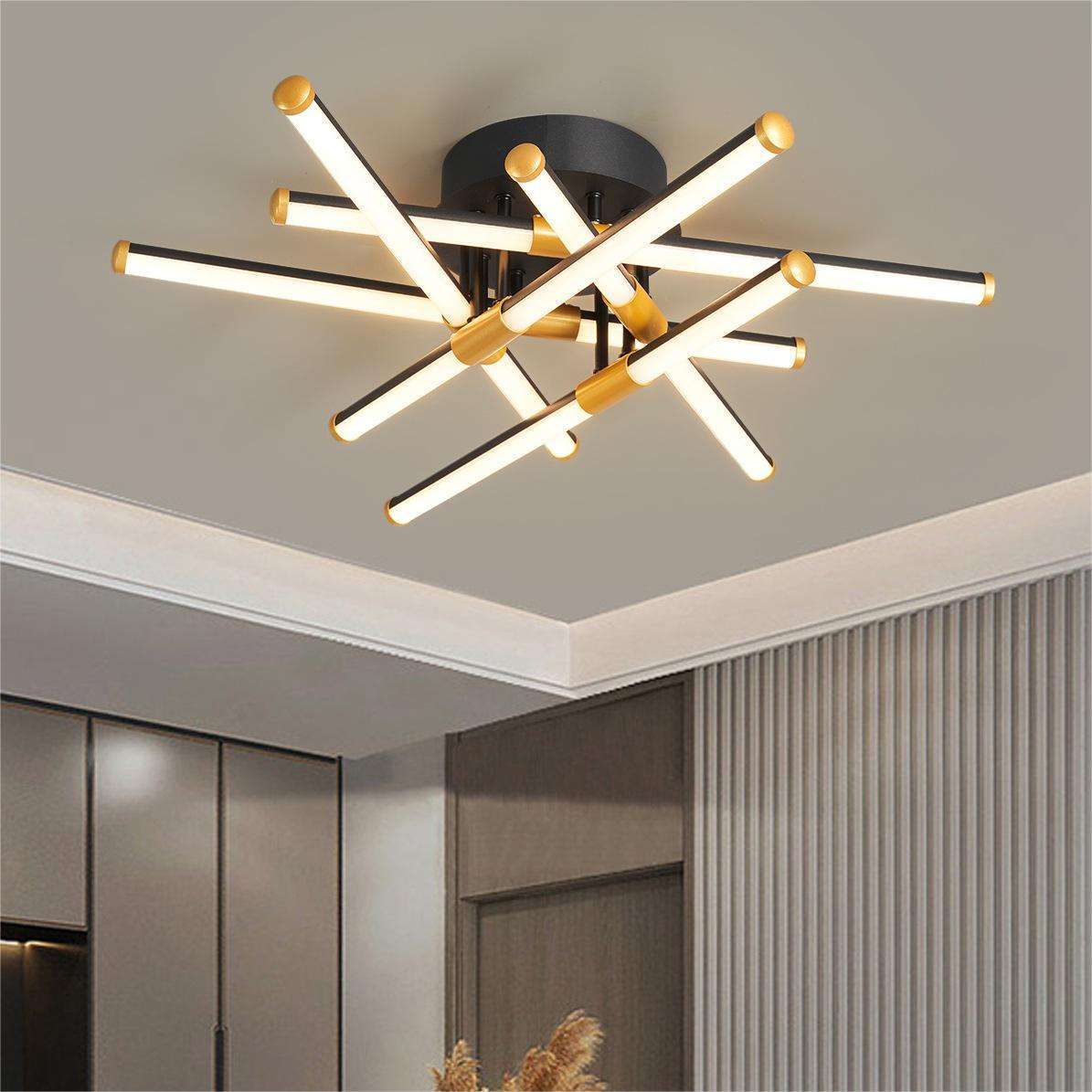 Modern LED Ceiling Light with Romantic Black Gold Design Acrylic and Iron Base for Bedroom or Living Room Decorative Lamp