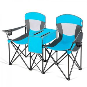 Chaise de camping double à dossier haut Tabouret pour pique-nique en plein air Plage Pêche Jardin Loisirs Chaise de camping pliante pour 2 personnes - Product Image 2