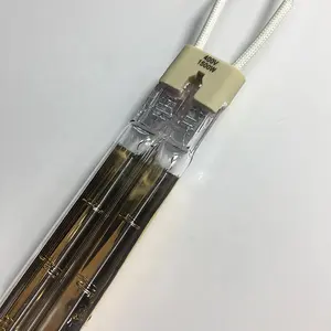 Twin tubes gold quartz 1500W halogen infrared heater lamp for printer