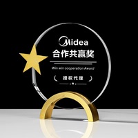 Chine Usine clair Métal Cristal Prix Médaille Plaque Personnalisé 3d Laser Gravé Étoile Verre Métal Trophée Prix