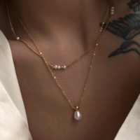 Nouveau Collier Dazan Été 2027 en Acier Inoxydable Plaqué Or 18 carats Anti-ternissement avec Perles d'Imitation Vintage pour Femme - Vente en Gros