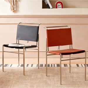 Silla Rockblen Vintage, Estilo Nórdico, Tapizada en Cuero, Silla de Comedor, Muebles para Sala de Estar - Product Image 3